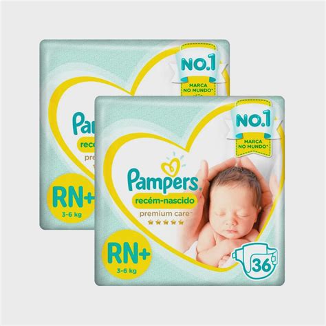 Kit de Fralda Pampers Recém Nascido Premium Care rn 72 Unidades