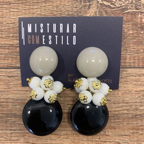 Brinco Maria Nude Preto Misturar Estilo Acessórios