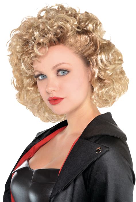 Grease Sandy Olson Short Curly Hair Wig Blonde One Size Wearable