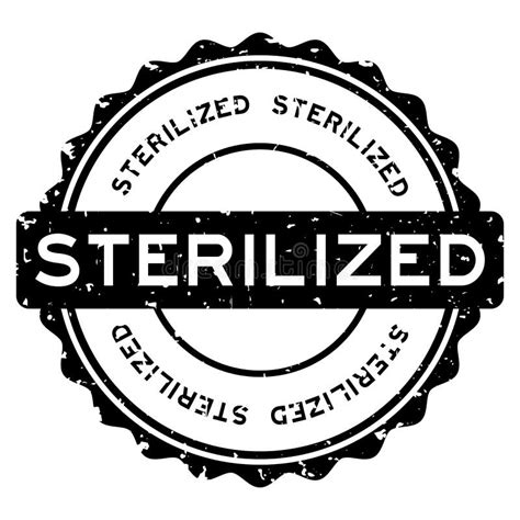 grunge black sterilized word  rubber stamp  white background