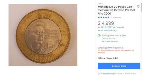 Moneda De Pesos De Octavio Paz Se Vende Hasta En Mil Pesos Grupo