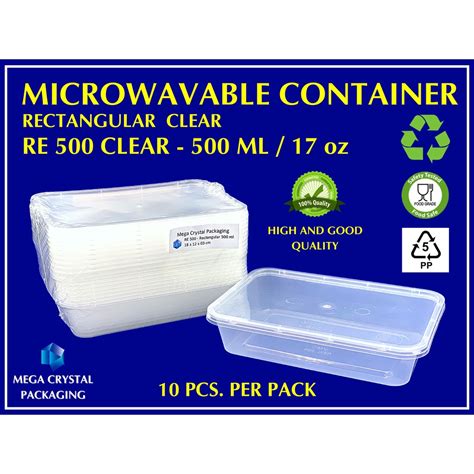 Microwavable Container Re 500 Rectangular 500 Ml Clear 10 Pcs Per Pack Shopee Philippines