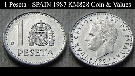 1 Peseta SPAIN 1987 KM828 Coin Values YouTube