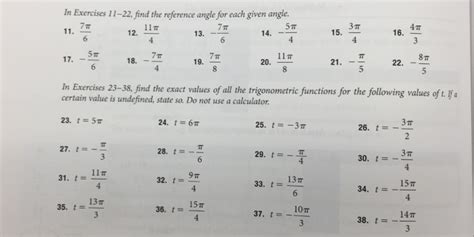 Solved In Exercises 11 22 Find The Reference Angle For Each Chegg