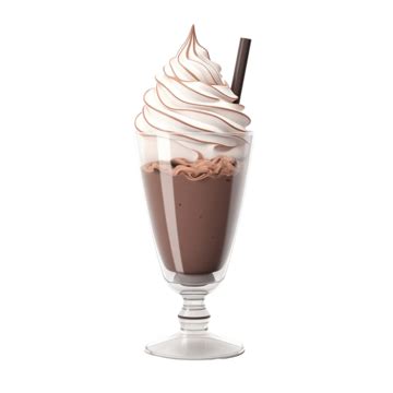 3d Render Whipped Milkshake Glass And Choco Syrup Wave Element 3d