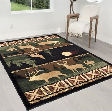 Lodge Cabin Nature And Animals Area Rug Nature Pattern Cabin Area