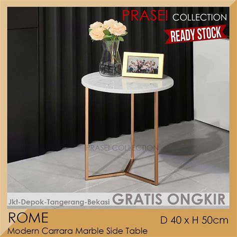 Jual ROME Carrara Marble Side Table Meja Marmer Meja Sudut Sofa Nakas