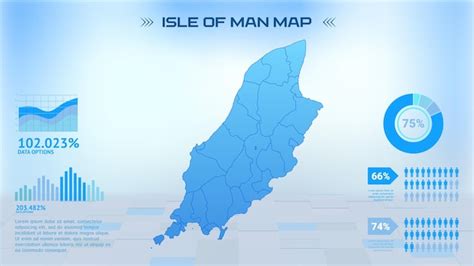 Blue Isle of Man Mapa con Estados Política Isla de Man Ilustración