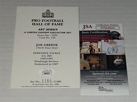 Joe Greene Pittsburgh Steelers Signed Goal Line Art Card GLAC W HOF