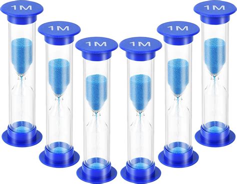 One Minute Sand Timer 6pcs Blue Mini Glass Hourglass Timer 1 Minute Sand Clock 744110043617 Ebay