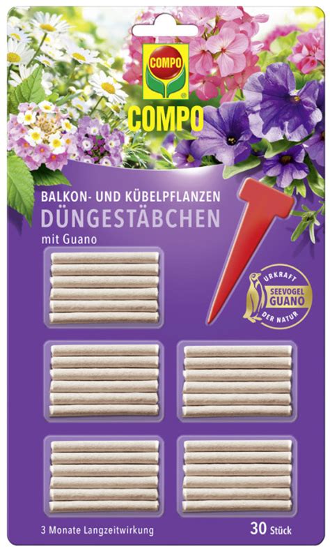 COMPO Balkon und Kübelpflanzen Düngestäbchen mit Guano