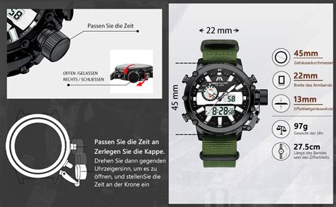 MEGALITH Herren Uhr Militär Chronographen Digitaluhr Sportlich LED