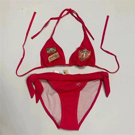 Vintage Bright Pink Halter Neck Bikini Set New With Depop