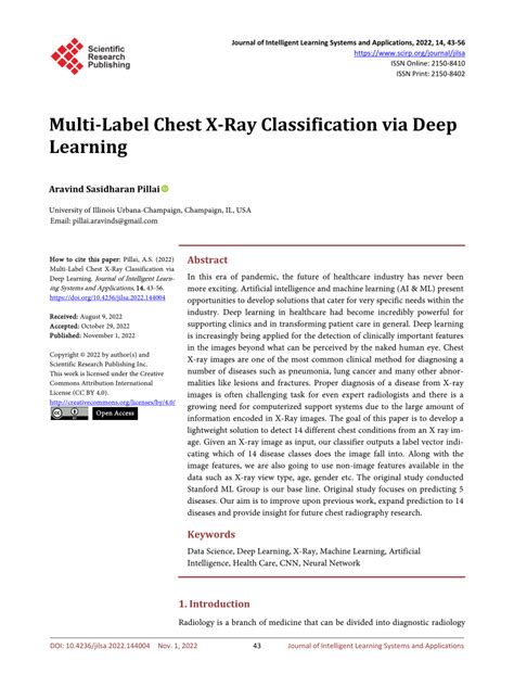 Pdf Multi Label Chest X Ray Classification Via Deep Learning