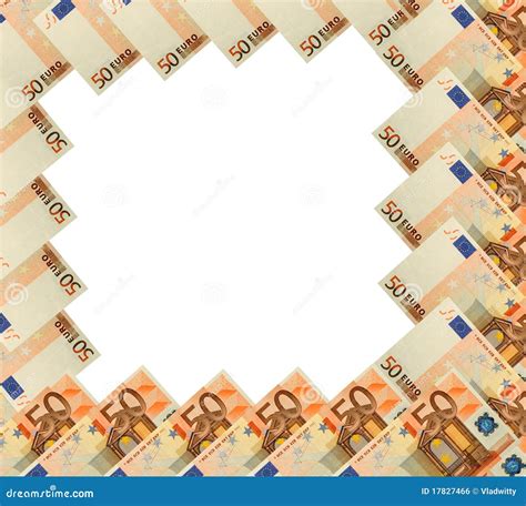 Vat Frame Van Euro Bankbiljet Op Wit Samen Stock Foto Image Of