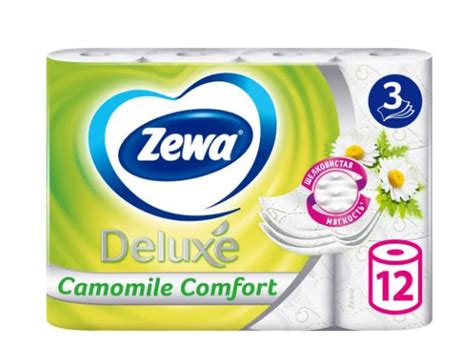 Zewa Туалетная бумага Delux, 3-х слойная, ромашка, 12 рулонов в ...