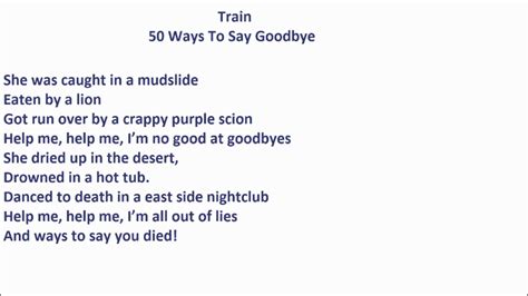 Train Ways To Say Goodbye Lyrics Youtube