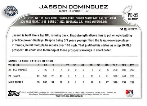 Topps Pro Debut Pd Jasson Dominguez Ebay