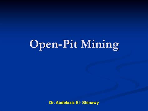 Pdf Lecture 4 Open Pit Mining Presentation