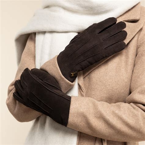 Brown Suede Leather Gloves Luxurious Shearling Lining Schwartz And Von Halen®