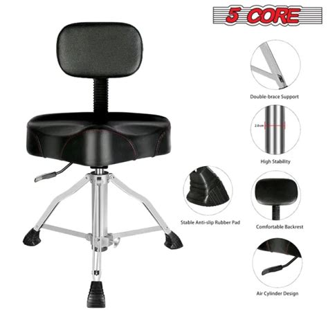 Dropship 5 Core Drum Throne With Backrest Thick Padded Adjustable