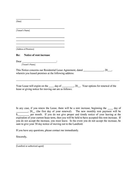 Letter Of Rent Increase Free Printable Documents Images And Photos Finder