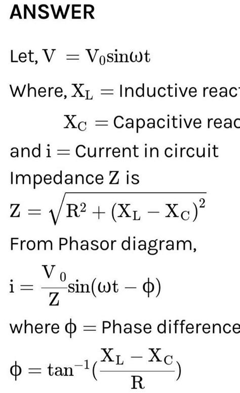 Using Phasor Diagram Derive An Expression For Impedance Of R L C Series Circuit