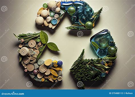 Green Recycle Icon Eco Papercut Nature Concept Stock Illustration