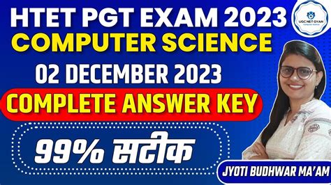 Complete Answer Key HTET PGT Computer Science L Jyoti Budhwar UGC NET