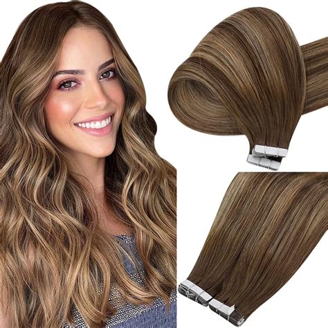 Sunny Tape In Hair Extensions Seamless Remy 18 Inch Balayage Medium