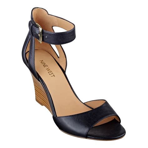 Lyst Nine West Floyd Ankle Strap Wedge Sandals In Black