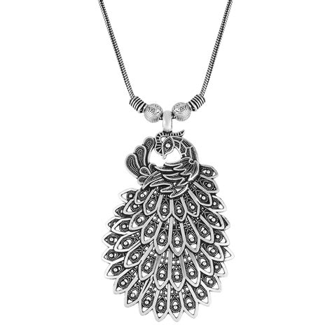 Beautiful Peacock Silver Necklace Handmade Pendants Chain Etsy