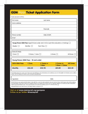 Fillable Online GEM Pass Ticket Application Form Merseyrail Fax Email