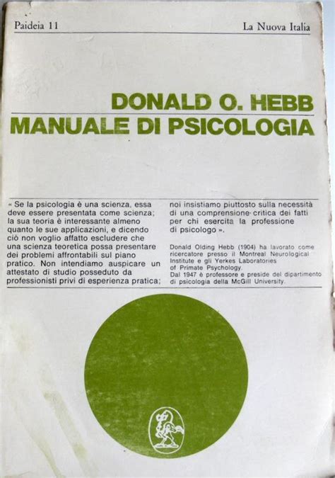 Manuale Di Psicologia By Donald O Hebb Quasi Ottimo Brossura