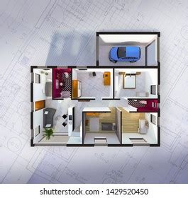 3d Model Detached House Interior Stock Illustration 1429520450 ...