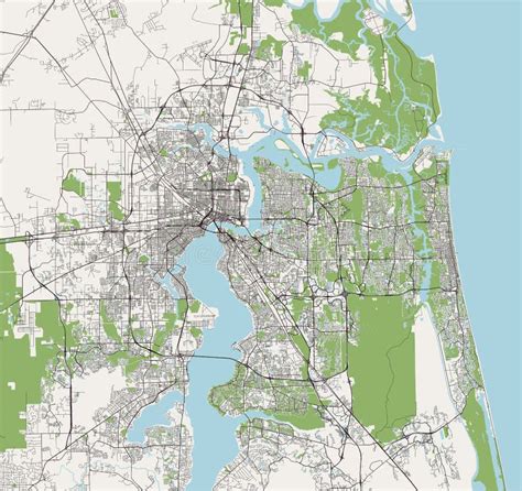 Map of the City of Jacksonville, Florida, USA Stock Illustration ...