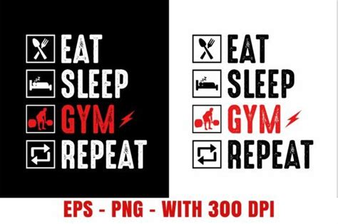 Eat Sleep Gym Repeat Gym Fitness Tshirt Graphic By Shipna2005