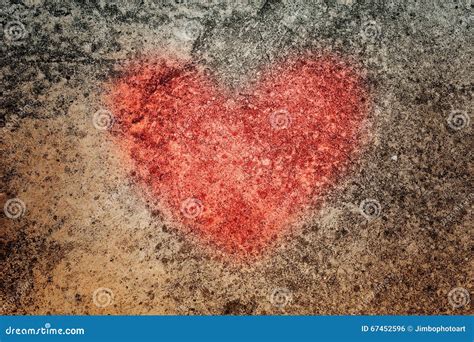 Image Of Red Heart On Grunge Cement Texture Stock Photo Image Of