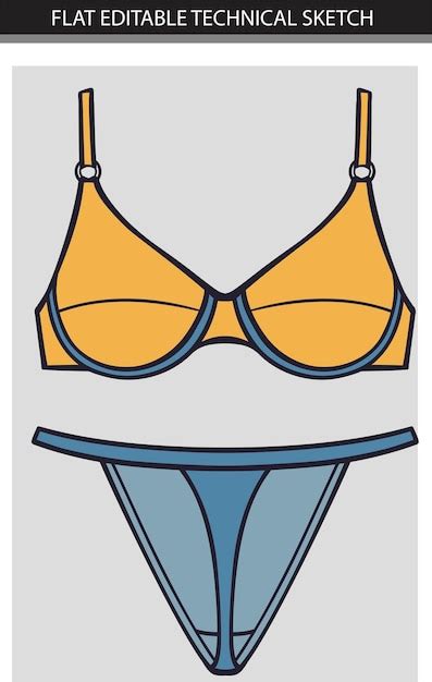 Premium Vector Yellow And Blue Bikini Sketch Set Vector Fashion