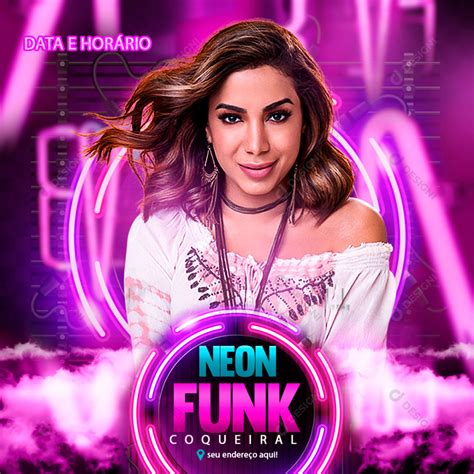 Flyer Neon Funk Cantora Anitta Social Media PSD Editável [download] - Designi Music Flyer ...