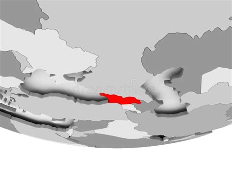 Map Of Georgia On Grey Political Globe Stock Illustration