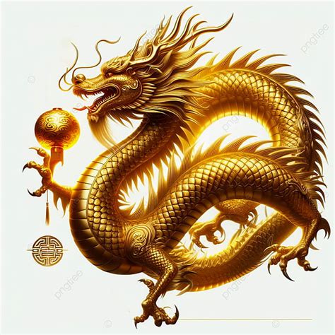 Chinese Golden Dragon Isolated On White Background Chinese New Year