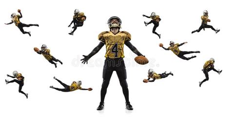 Art Collage With American Football Player In Sports Uniform And