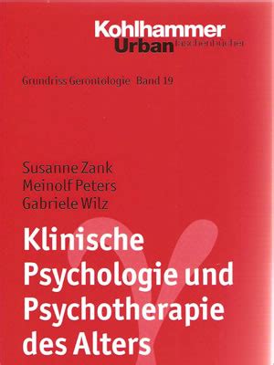 Klinische Psychologie Und Psychotherapie Des Alters