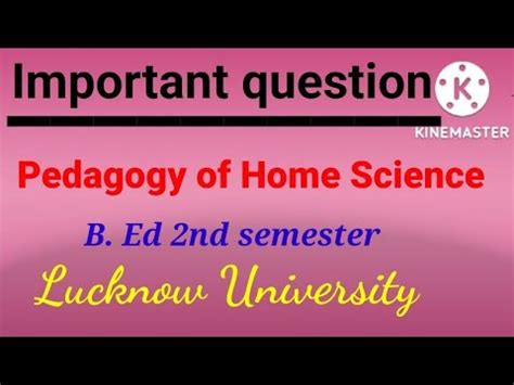 Home Science Bed Nd Semester Important Question Lucknow University Ll