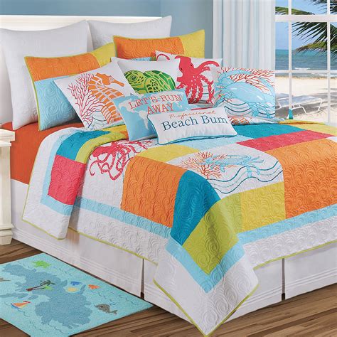 Tropic Escape Bright Coastal Beach Quilt Bedding Tropic Escape