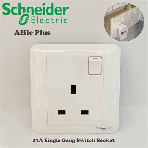 Durable Schneider Electric Affle Plus 13a Single Gang Switch Socket For Home Electrical