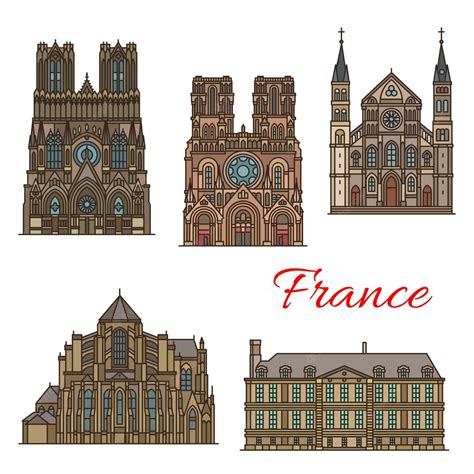 Premium Vector France Travel Landmarks Vector Buildings Icons