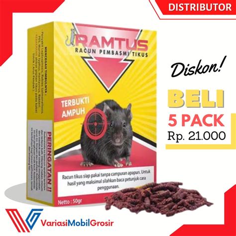 Jual Obat Racun Tikus Ramtus 50 Gram 5 Pack Paling Ampuh Mati Kering