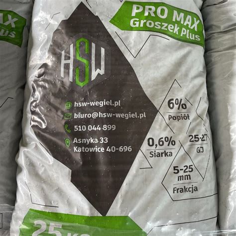 Ekogroszek Groszek Plus 28 26 MJ kg HSW PRO MAX HSW WĘGIEL